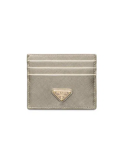 Prada Women's Saffiano Leather Card Holder In Gold