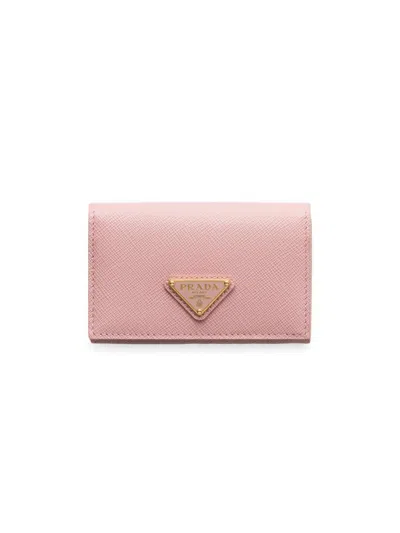 Prada Women's Saffiano Leather Card Holder In Pink