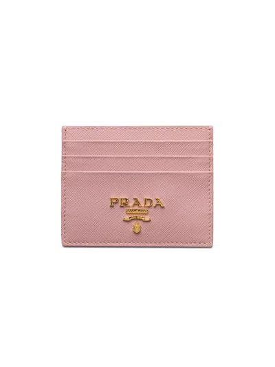 Prada Women's Saffiano Leather Card Holder In Pink