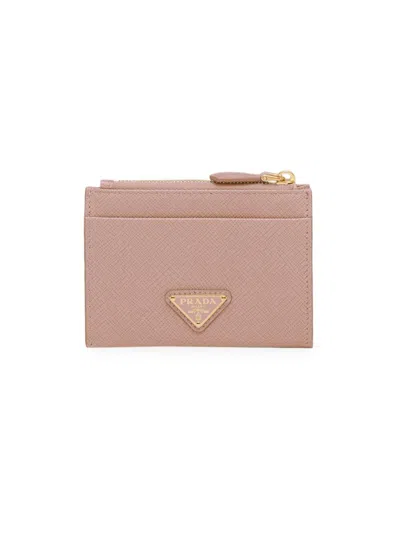 Prada Women's Saffiano Leather Card Holder In Pink