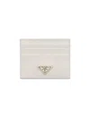 Prada Women's Saffiano Leather Card Holder In White