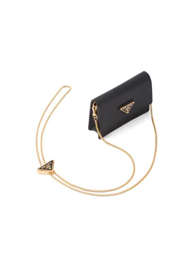 Prada Women's Saffiano Leather Card Holder With Shoulder Strap In Multi