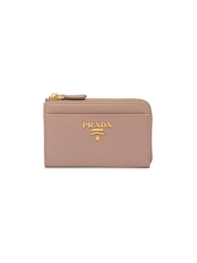 Prada Women's Saffiano Leather Cardcase Keychain In Pink