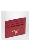 Prada Red Saffiano Leather Credit Card Holder