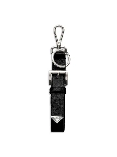 Prada Women's Saffiano Leather Key Ring In Black