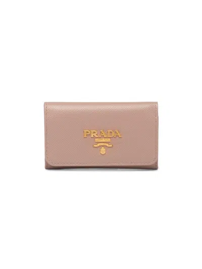 Prada Women's Saffiano Leather Keychain In Pink