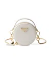 Prada Women's Saffiano Leather Mini Pouch In White