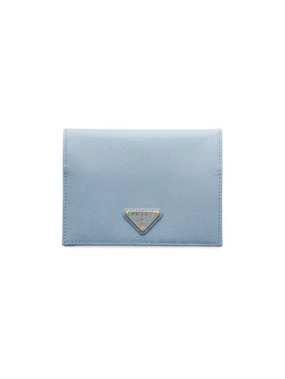 Prada Women's Saffiano Leather Passport Holder In Blue
