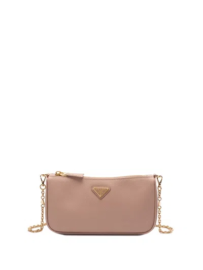 Prada Saffiano Leather Shoulder Bag In Beige