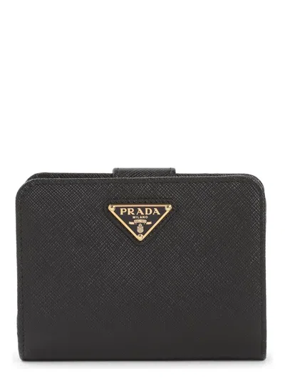 Prada Women's Saffiano Leather Small Continental Wallet In Black
