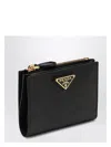 Prada Womens Black Brand-plaque Small Saffiano Leather Wallet In Black