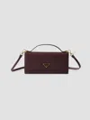 Prada Saffiano Leather Wallet With Shoulder Strap In Dark Red