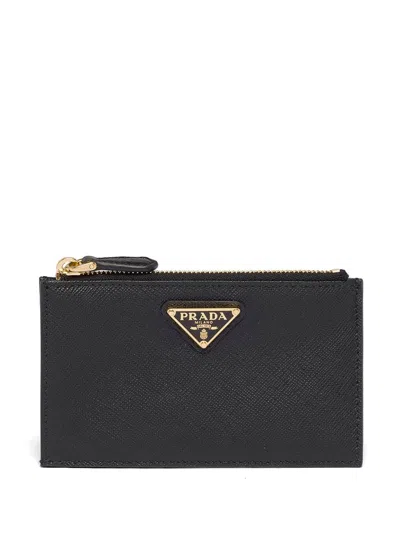 Prada Women Saffiano Leather Zipped Card Case