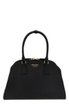 Prada Women Saffiano Midi Handbag In Black
