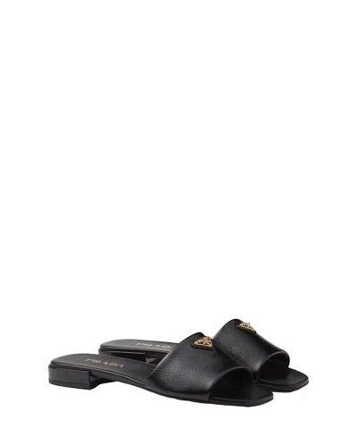 PRADA WOMEN'S SAFFIANO PATENT LEATHER SLIDES