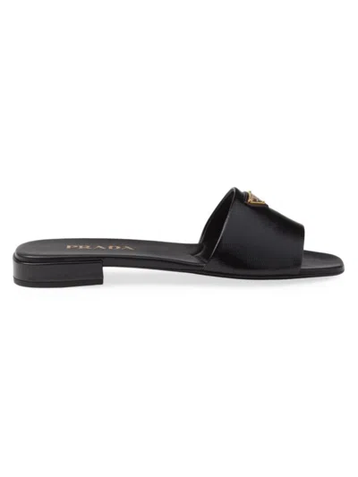 Prada Black Saffiano Sandals
