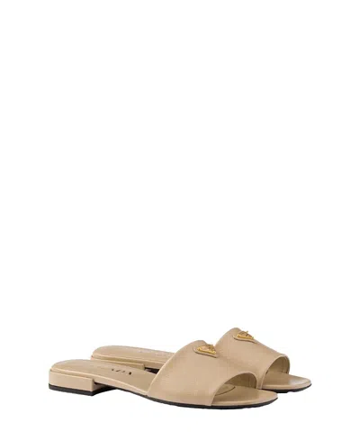 PRADA WOMEN'S SAFFIANO PATENT LEATHER SLIDES