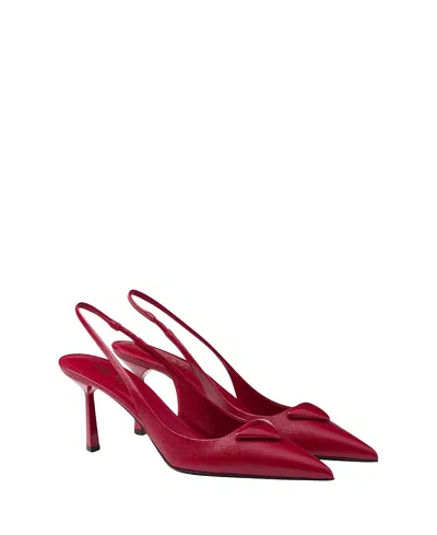 PRADA WOMEN'S SAFFIANO PATENT LEATHER SLINGBACK PUMPS