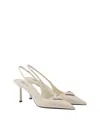 Prada Bow Pointed Stiletto Heel Pumps In Ivory