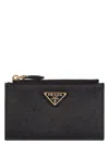 Prada Women's Saffiano Zipped Card Case In Black