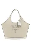 Prada Sand Canvas Handbag In Gray