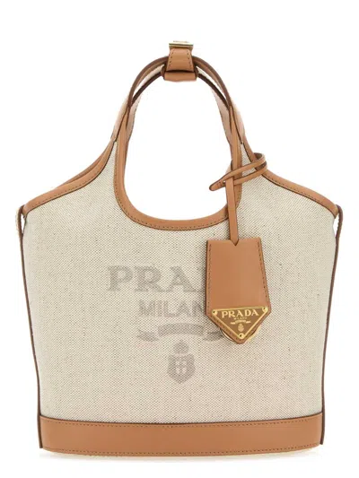 PRADA WOMEN'S SAND CANVAS HANDBAG