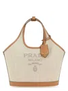 Prada Triangle Shape Canvas Handbag With Leather Trim
