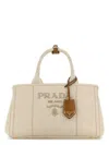 Prada Women's Sand Canvas Shopping Bag In Neutral