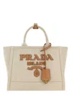 Prada Women's Sand Canvas Shopping Bag In Neutral