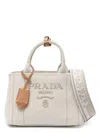 Prada Sand Canvas Shopping Bag