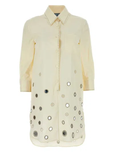 PRADA WOMEN'S SAND COTTON SHIRT DRESS