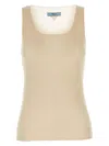 Prada Ribbed Cotton Tank Top Square Neckline