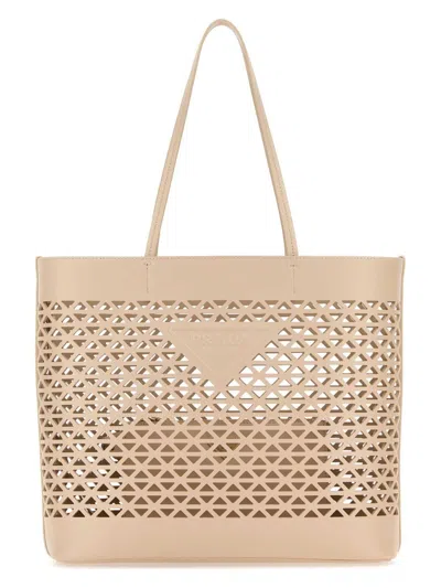 PRADA WOMEN'S SAND LEATHER SHOPPING BAG