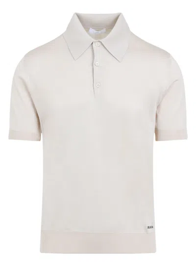 PRADA WOMEN'S SAND SILK POLO SHIRT