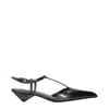 Prada Metallic Leather T-strap Flat In Black