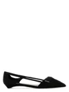 Prada Brushed Leather Cut-out Ballerinas Shoes In Black