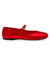 Prada Silk Triangle Mary Jane Ballerina Flats In Red