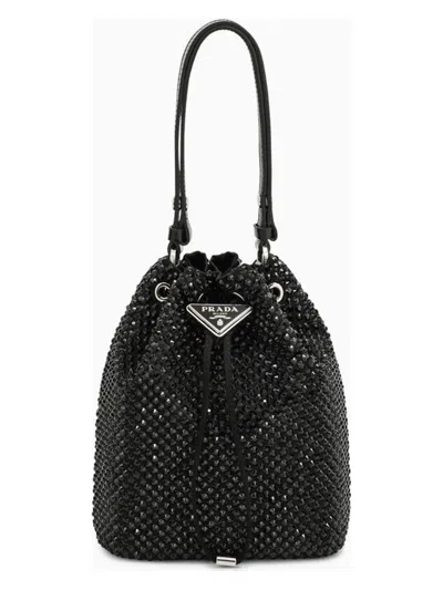 PRADA WOMEN'S SATIN BUCKET WITH CRYSTALS