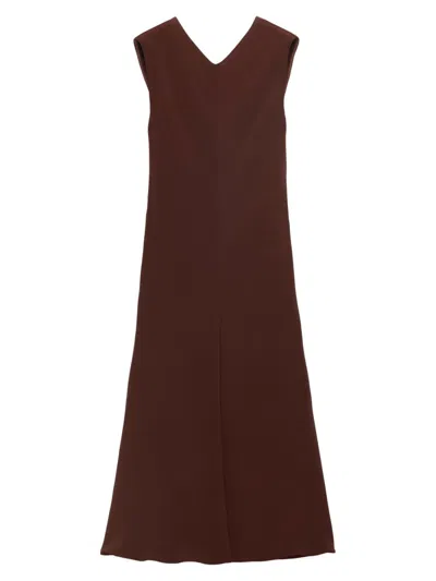 Prada Women's Satin Crepe Midi-dress In Brown