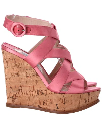 Prada Women's Satin Crisscross Strap Wedge Sandal (authentic Pre-loved) In Multi