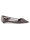 Prada Women's Satin Cut-out Ballerinas In Gray
