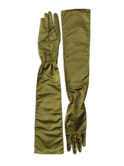 Prada Women's Satin Gloves In Green