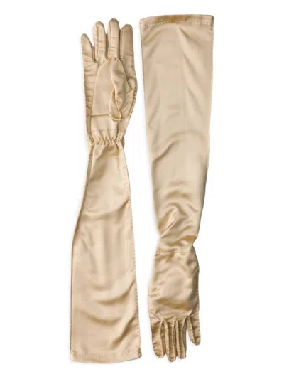 Prada Women's Satin Gloves In Orange