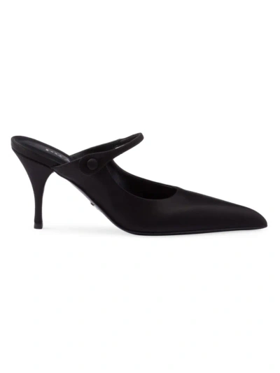 Prada Leather Mary Jane Mule Pumps In Black