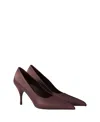 Prada Satin Pumps In Burgundy