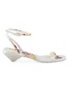 Prada 35mm Floral-print Satin Sandals In White Multicolor