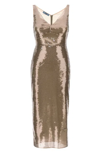 Prada Women Sequin Dress In Brown