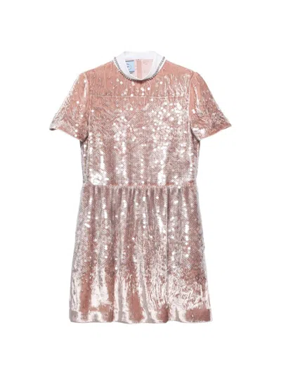 Prada Women's Sequined Velvet Mini-dress In Pink
