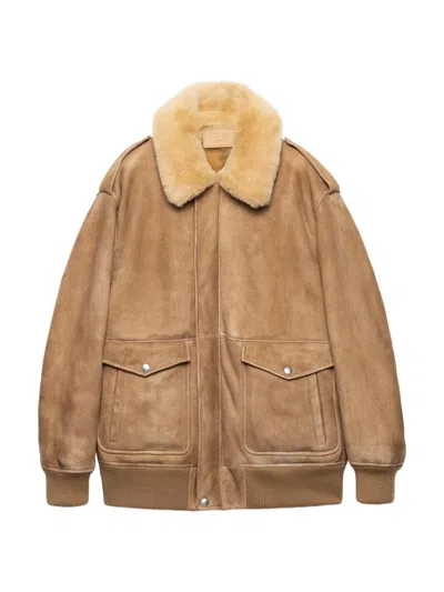PRADA WOMEN'S SHEARLING BOMBER JACKET