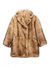 Prada Lamb Shearling Oversized Coat In Brown